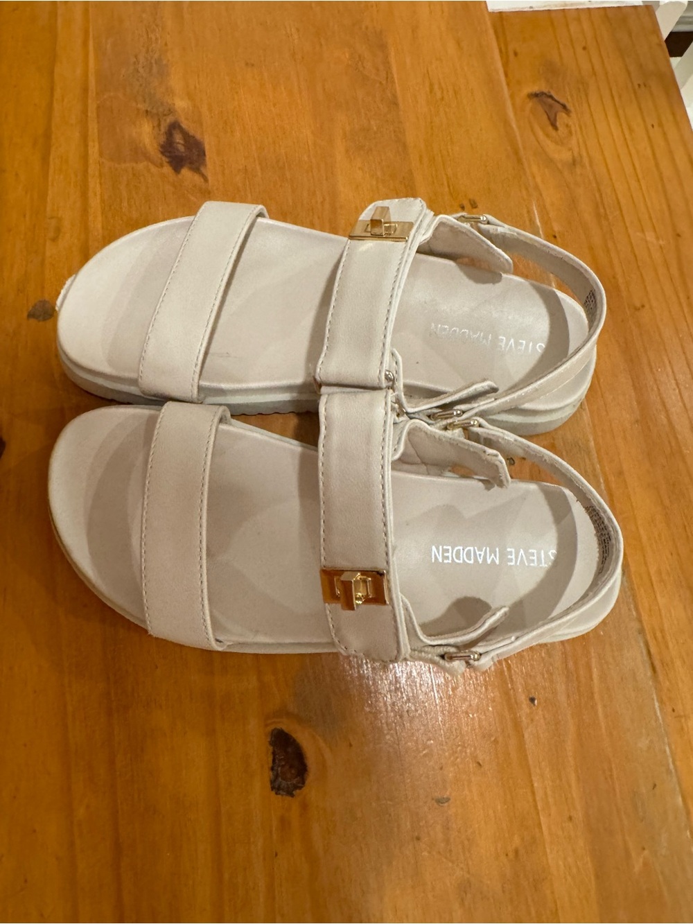 Steve Madden Cream Strappy Ankle Buckle Sandals